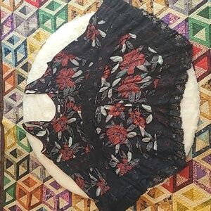 Free People She Swings Lace Floral Boho Hippie Summer Slip Trapeze Tank Dress SM